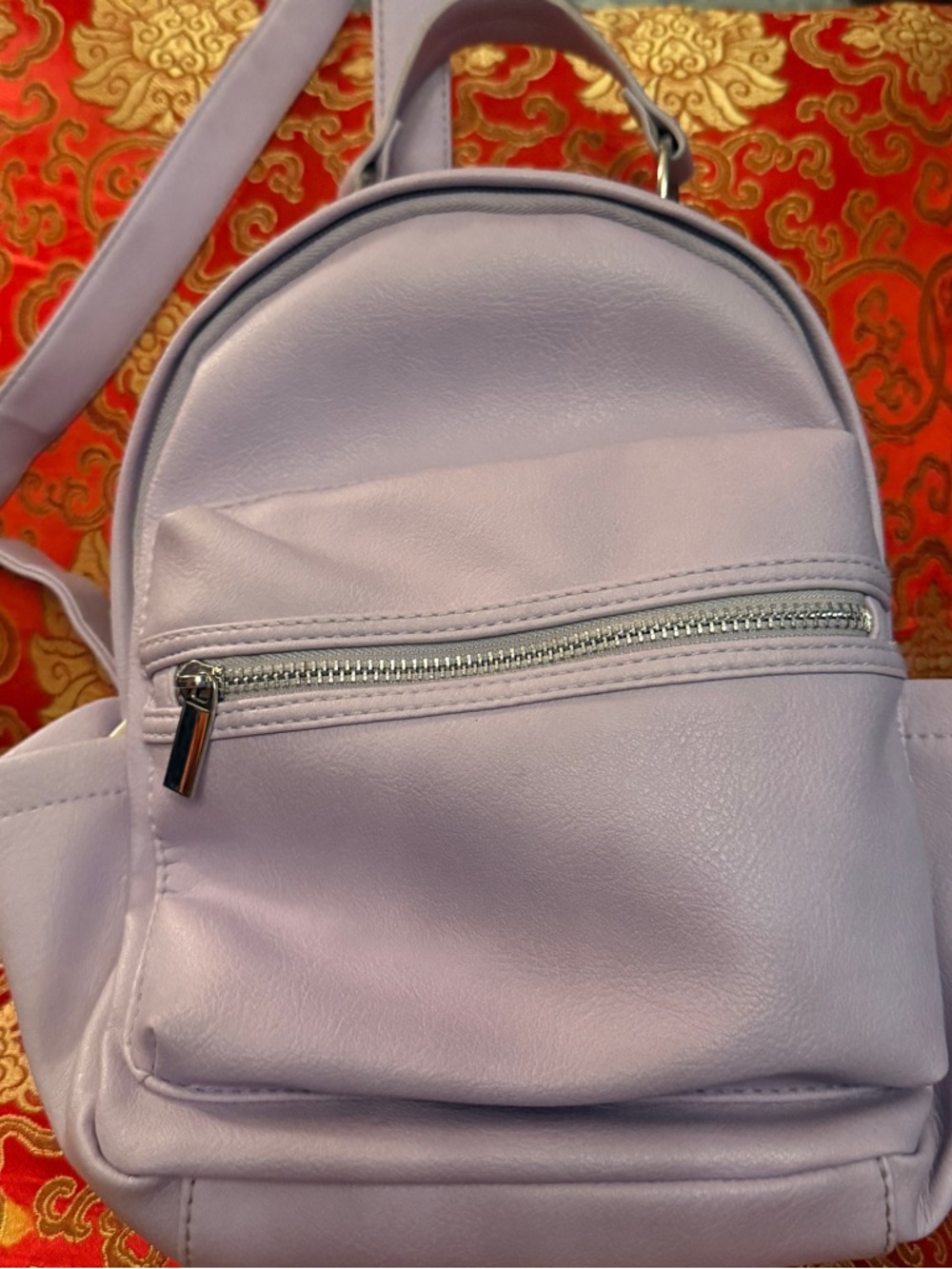 Compact Lavender Mini Backpack — Soft Faux-Leather Everyday Bag